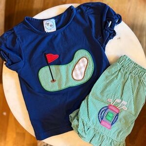 24m Smock Monkey Golf Shorts Set Gingham Knit